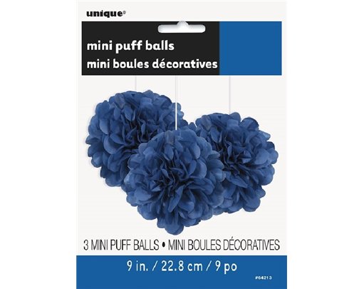 3PK 9IN ROYAL BLUE PUFF TISSUE DECORATION