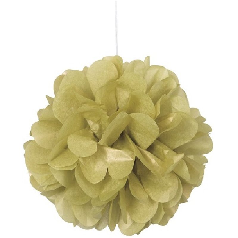 3PK 9IN GOLD PUFF TISSUE DECORATION