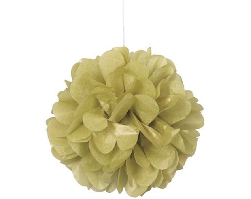 3PK 9IN GOLD PUFF TISSUE DECORATION