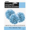 3PK 9IN POWDER BLUE PUFF TISSUE DECORATION