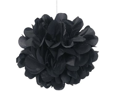 3PK 9IN BLACK PUFF TISSUE DECORATION