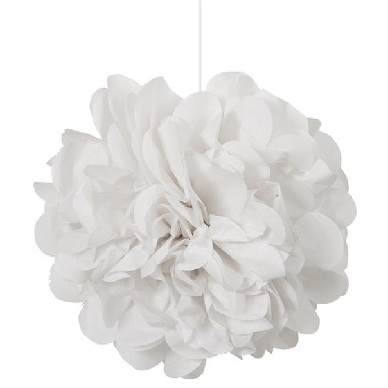 (3) 9IN WHITE PUFF TISSUE DECORATION