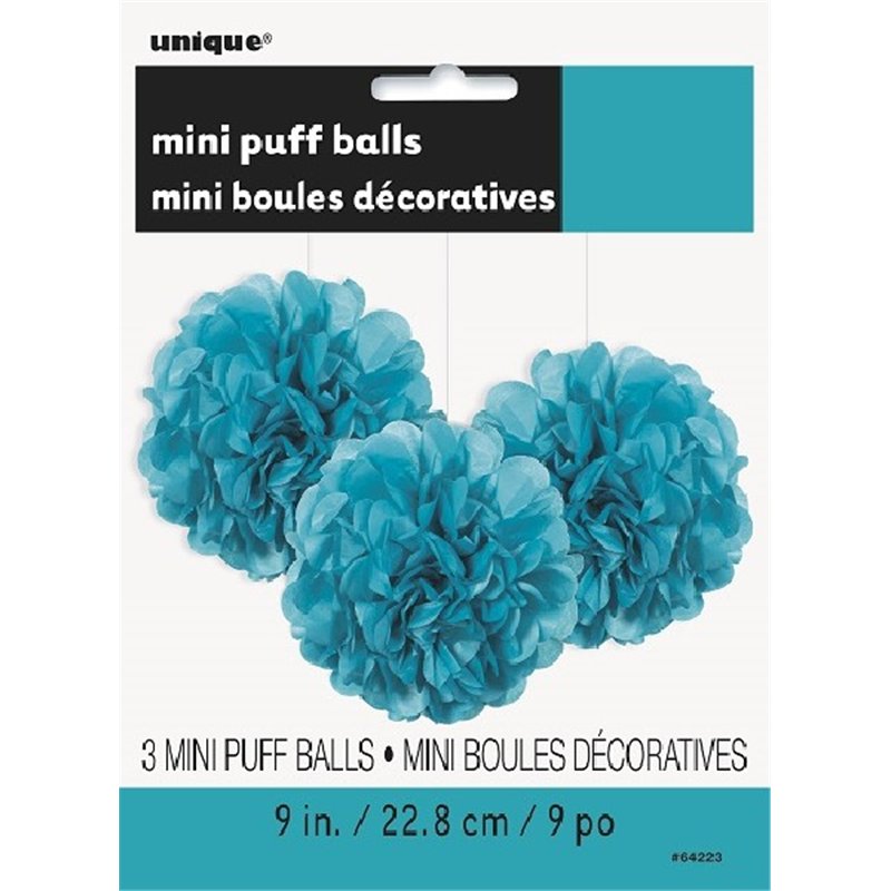 3PK 9IN CARIBBEAN PUFF TISSUE DECORATION