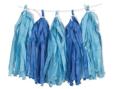 9FT ROYAL & LIGHT BLUE TISSUE TASSEL GARLAND