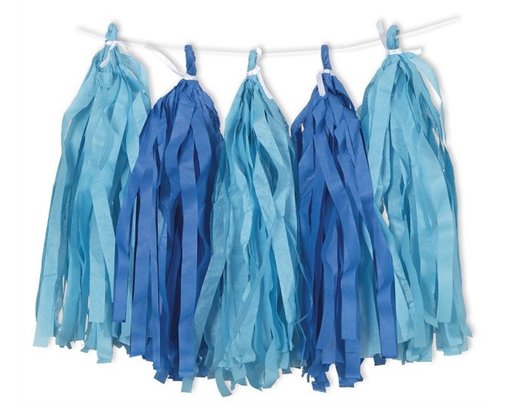 9FT ROYAL & LIGHT BLUE TISSUE TASSEL GARLAND