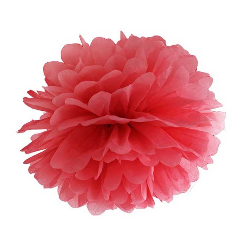 25cm RED TISSUE PAPER POM POM