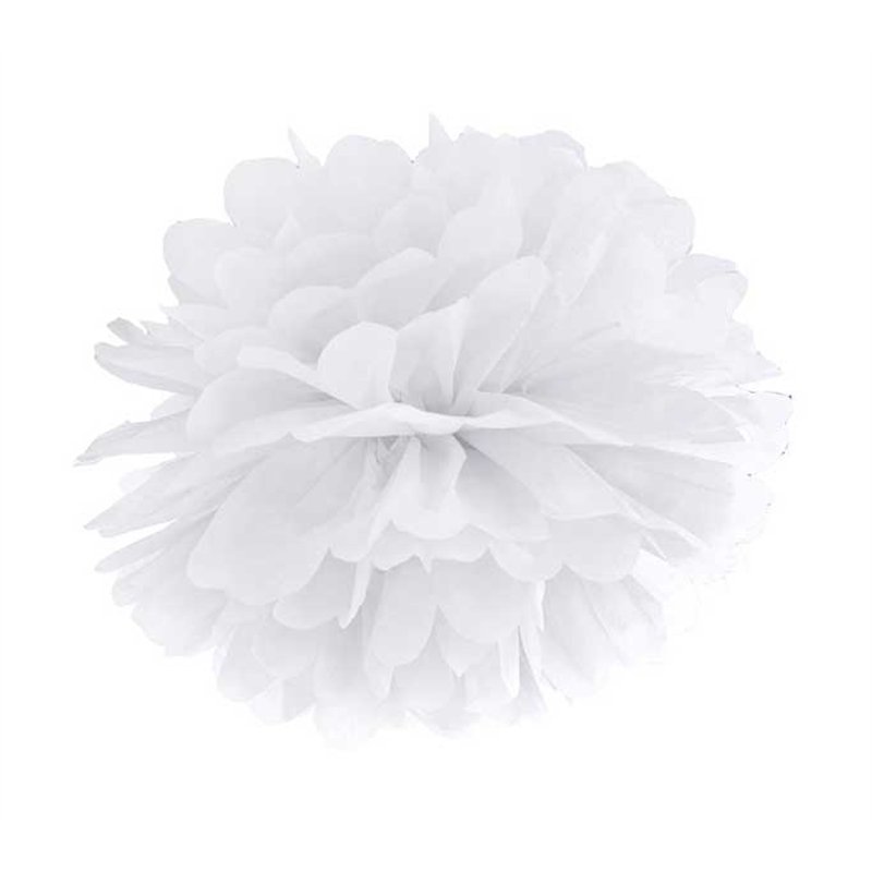 25cm WHITE TISSUE PAPER POM POM