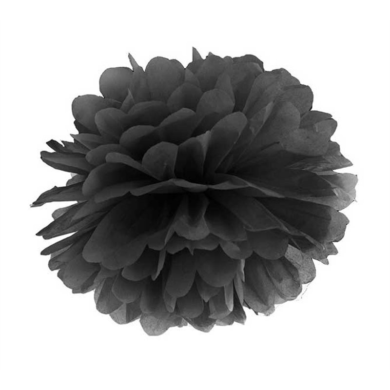 25cm BLACK TISSUE PAPER POM POM