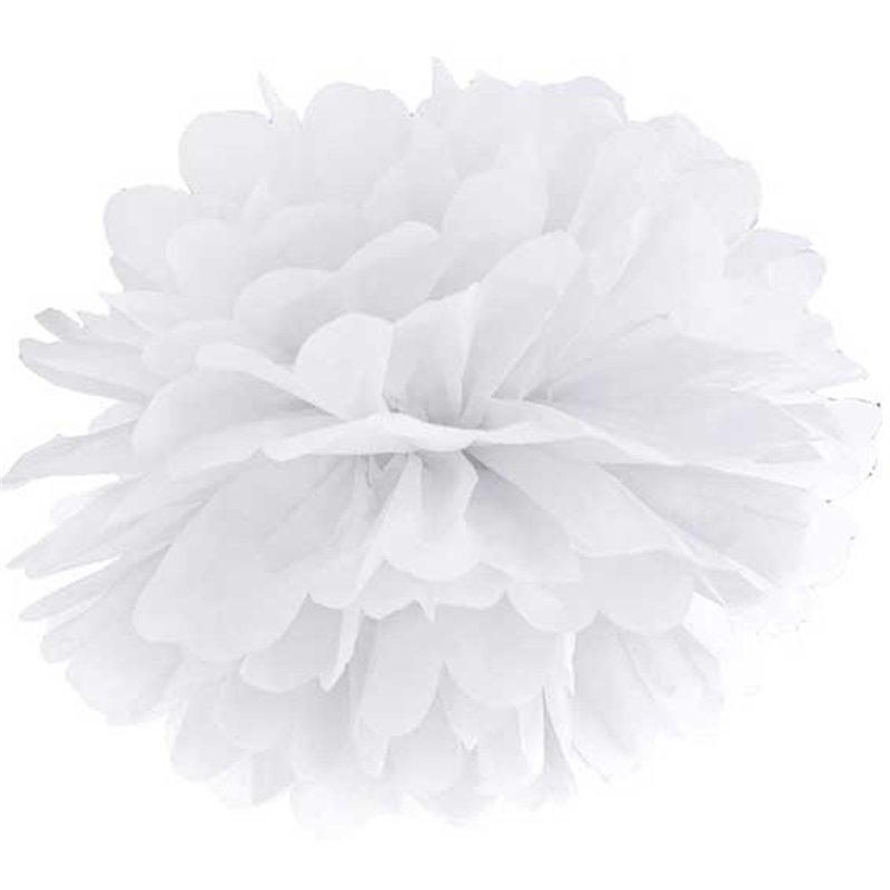 35cm WHITE TISSUE PAPER POM POM