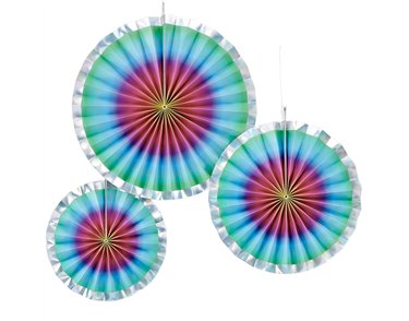 3PK RAINBOW OMBRE PAPER FANS
