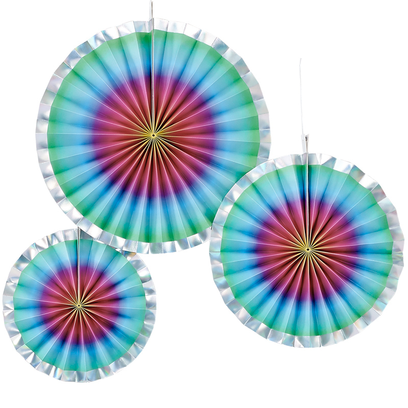 3PK RAINBOW OMBRE PAPER FANS