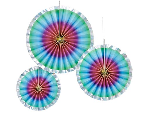 3PK RAINBOW OMBRE PAPER FANS