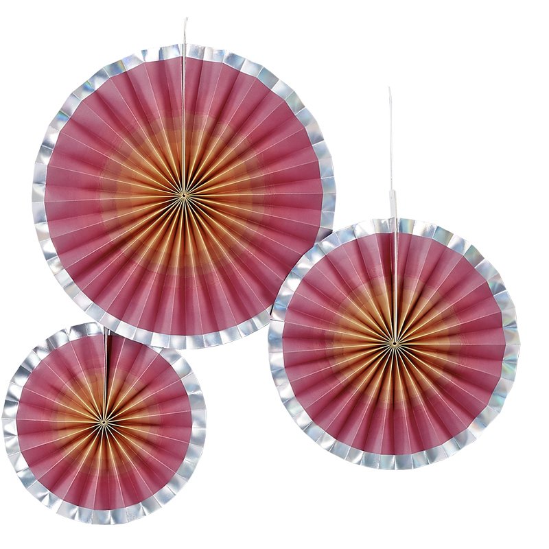 3PK ROSE GOLD OMBRE PAPER FANS