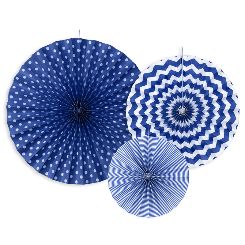 3PC NAVY BLUE DECORATIVE ROSETTES