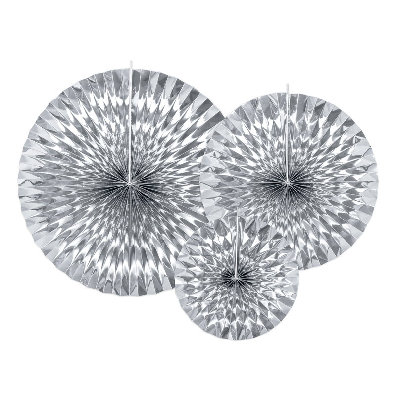 3PC SILVER DECORATIVE ROSETTES