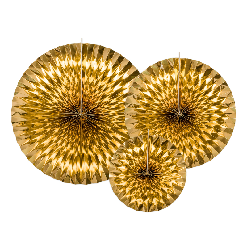 3PC GOLD DECORATIVE ROSETTES