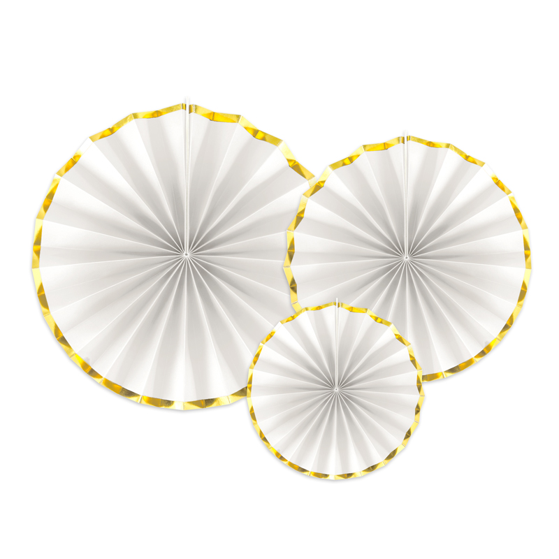3PC WHITE DECORATIVE ROSETTES