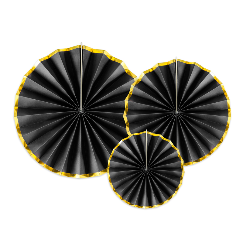 3PC BLACK DECORATIVE ROSETTES