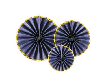 3PC NAVY & GOLD DECORATIVE ROSETTES