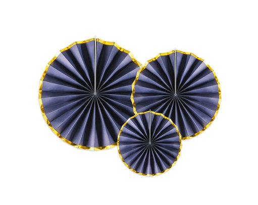 3PC NAVY & GOLD DECORATIVE ROSETTES