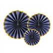 3PC NAVY & GOLD DECORATIVE ROSETTES