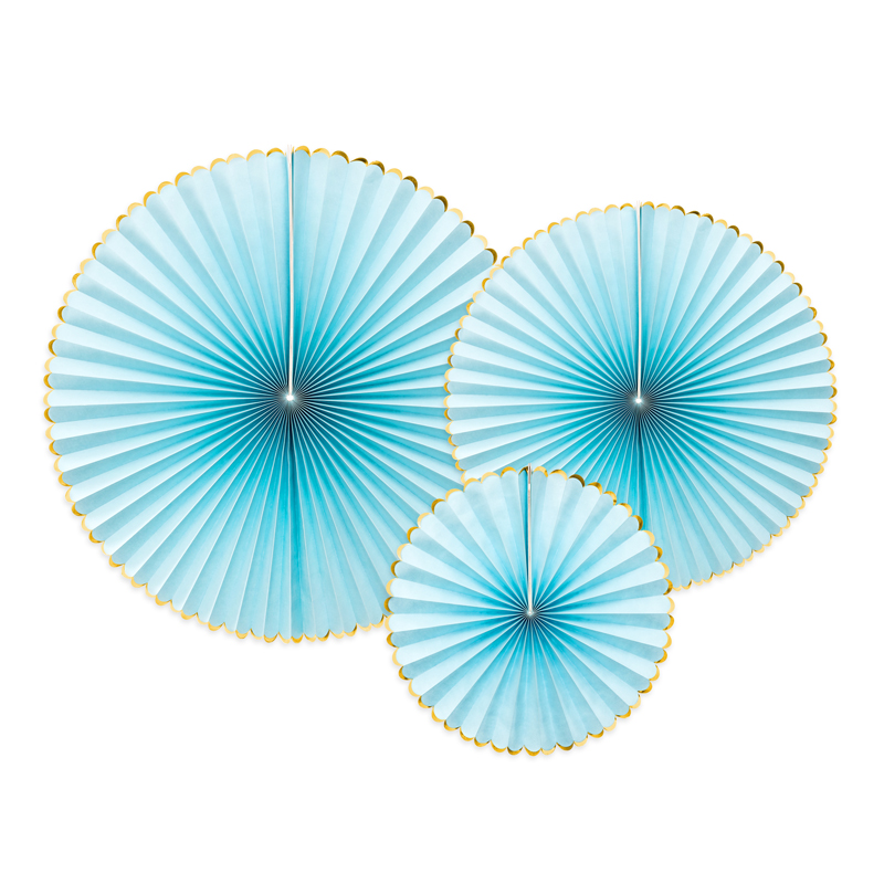 3PC LIGHT BLUE DECORATIVE ROSETTES