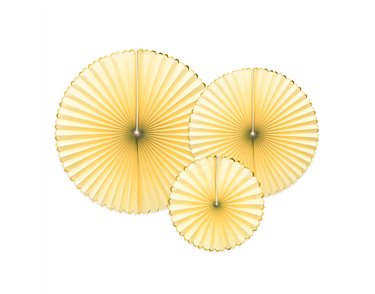 3PC LIGHT YELLOW DECORATIVE ROSETTES