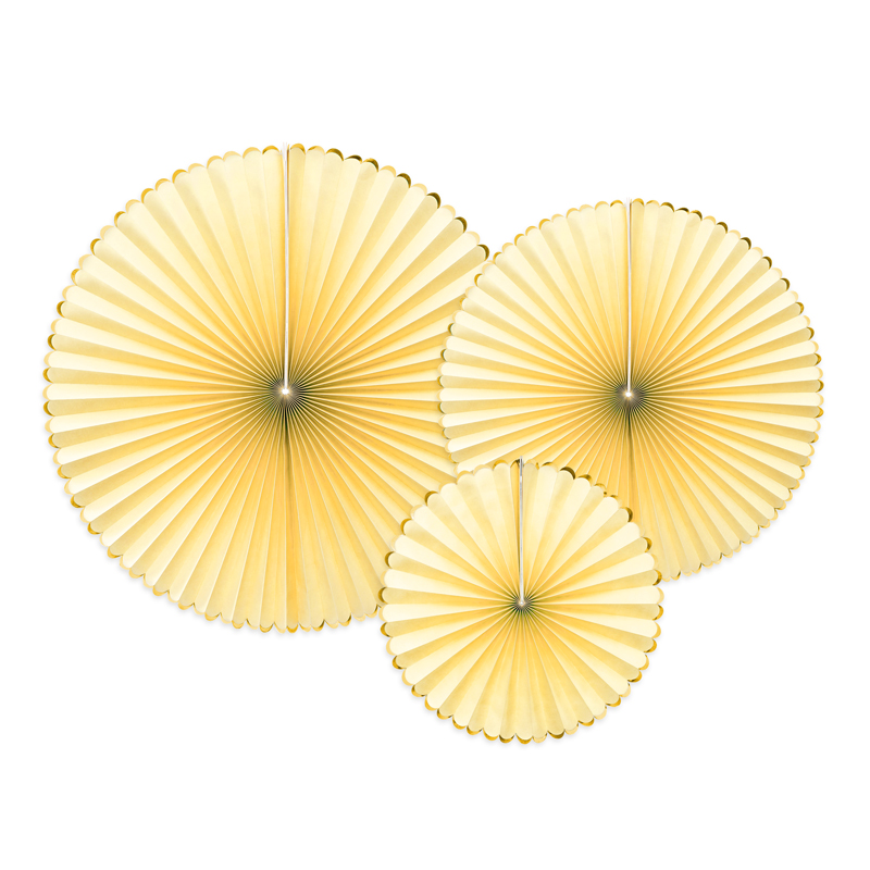 3PC LIGHT YELLOW DECORATIVE ROSETTES