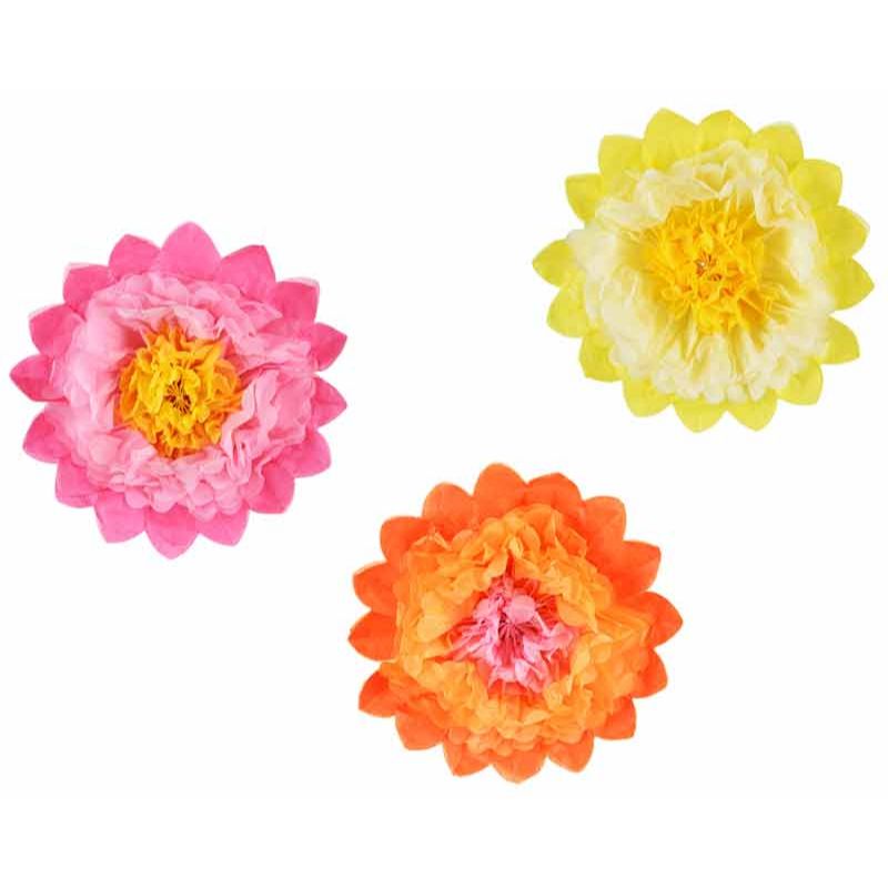 3PC 35cm TISSUE PAPER FLOWER DECORATIONS