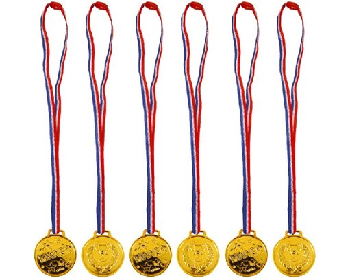 (6) GOLD WINNER MEDALS IN BAG