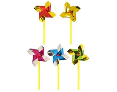7CM W/10CM STICK MINI FOIL WINDMILL  60S