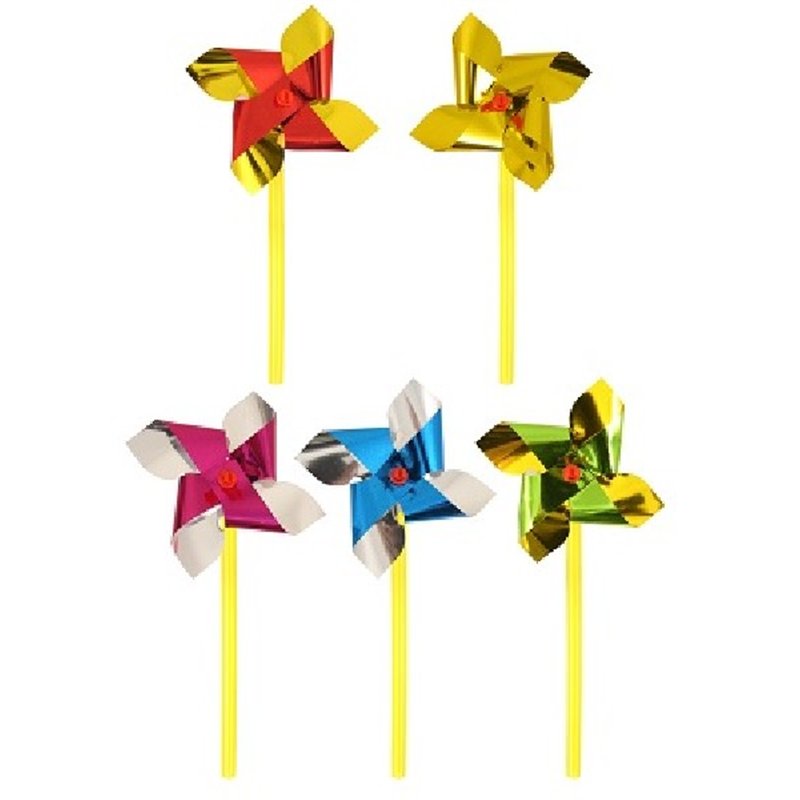 7CM W/10CM STICK MINI FOIL WINDMILL  60S