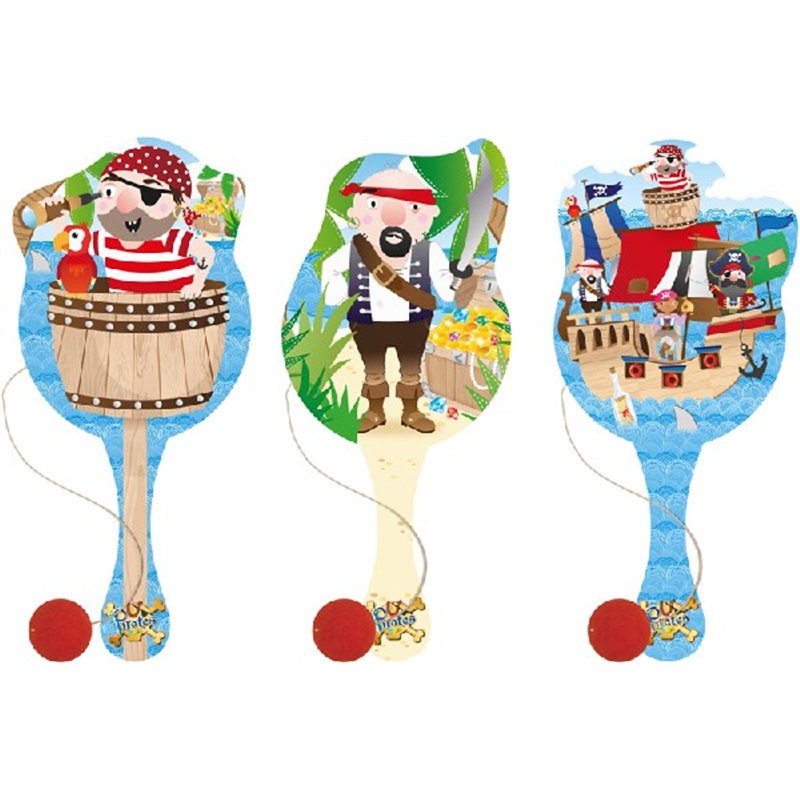 22CM WOODEN PIRATE PADDLE BAT/BALL