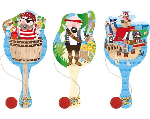 22CM WOODEN PIRATE PADDLE BAT/BALL