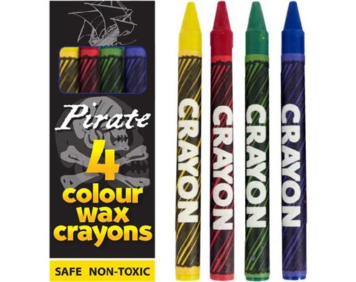 (4) 9CM PIRATE WAX CRAYONS  120S