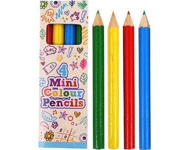 4PCE ASS COLS MINI PENCILS 120S