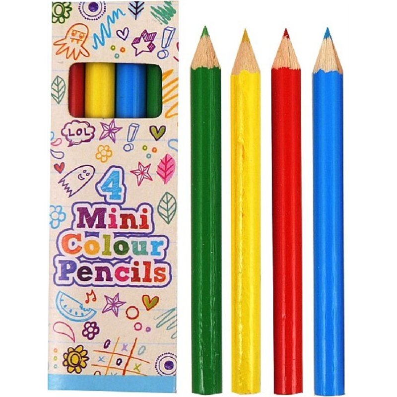4PCE ASS COLS MINI PENCILS 120S