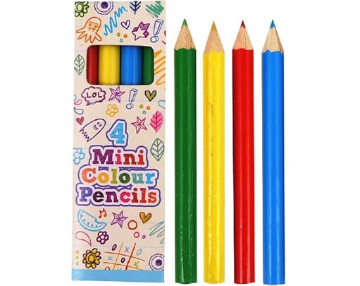 4PCE ASS COLS MINI PENCILS 120S