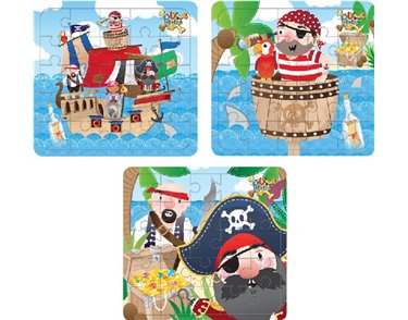 13X12CM 3ASST PIRATE PUZZLE  108S