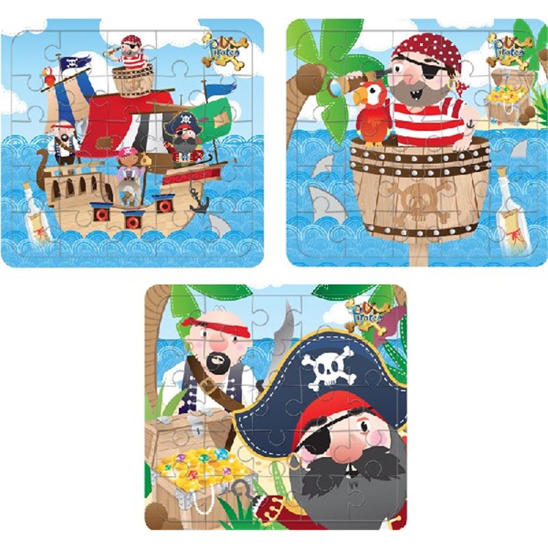 13X12CM 3ASST PIRATE PUZZLE  108S
