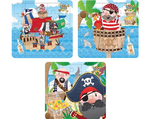 13X12CM 3ASST PIRATE PUZZLE  108S