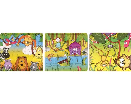 3ASST 13X12CM JUNGLE PUZZLE  108S