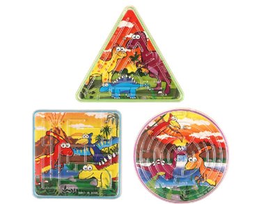 3ASST PUZZLE MAZE DINOSAUR  96S