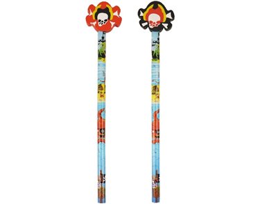 2ASST PIRATE PENCIL W/ERASER TOP  24S