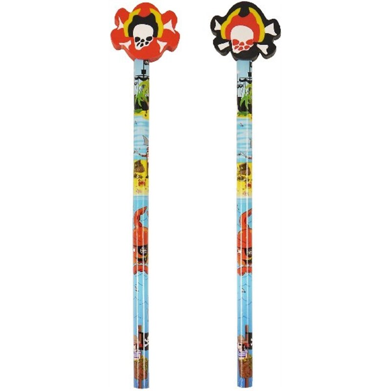 2ASST PIRATE PENCIL W/ERASER TOP  24S