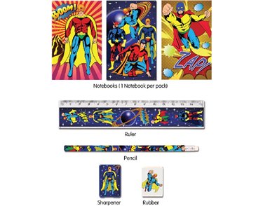 5PC SUPER HERO STATIONERY SET  24S