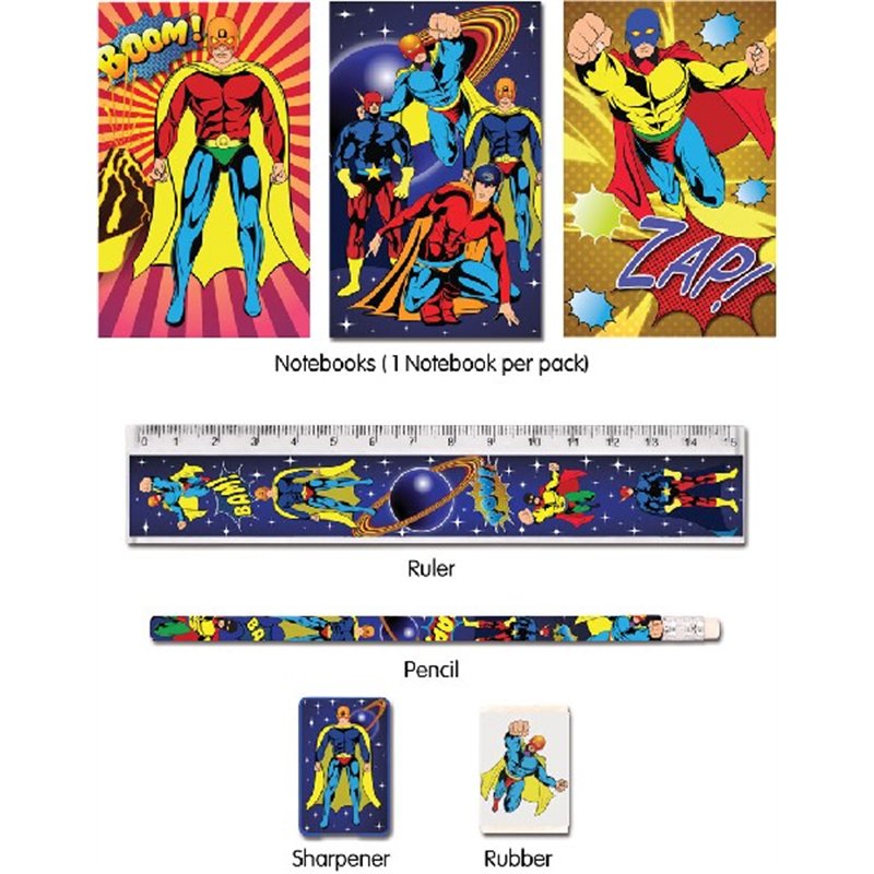 5PC SUPER HERO STATIONERY SET  24S