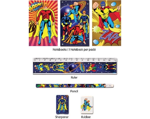 5PC SUPER HERO STATIONERY SET  24S