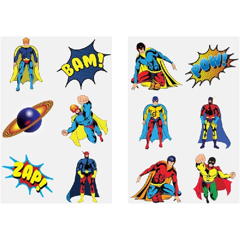 (6) 2ASST MINI SUPERHERO TATTOOS  96S