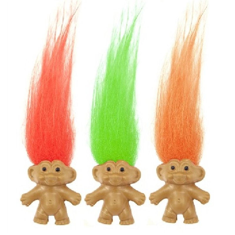 3ASST TROLLS WITH HAIR  72S